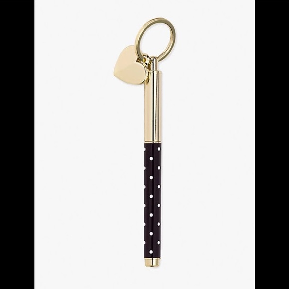 Kate Spade Pink Dot Ink Pen Key Fob NWT